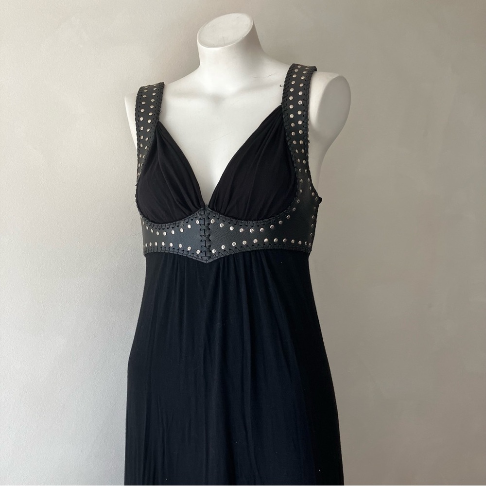 Love & Love | Vintage 90s Faux Leather Gothic Corset Top Maxi Dress - Picture 2 of 12